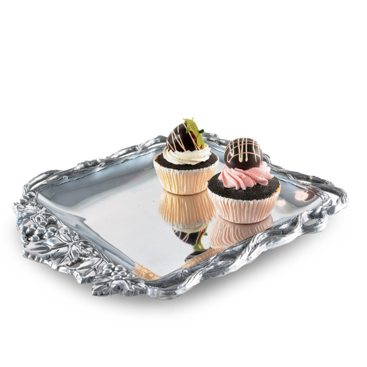 Arthur Court 12" Square Aluminum Grape Vine Tray