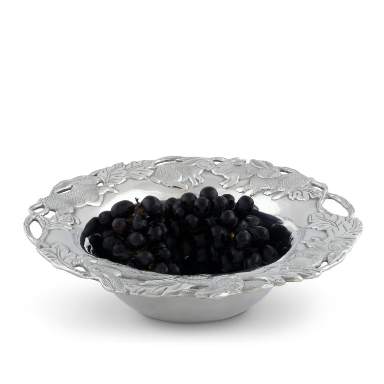 Arthur Court Bunny Aluminum 13" Fruit Bowl