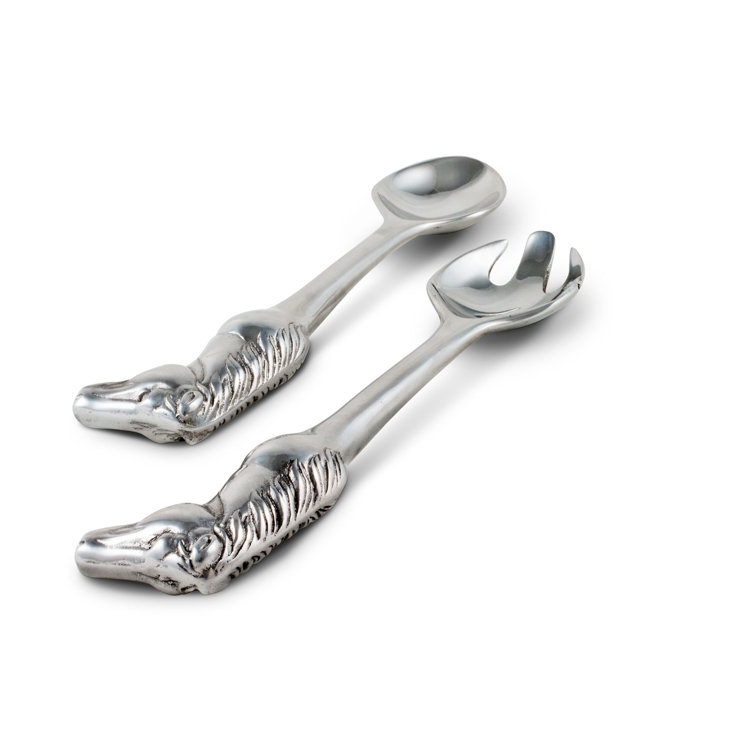 Elegant Silver Horse Head Aluminum Salad Servers