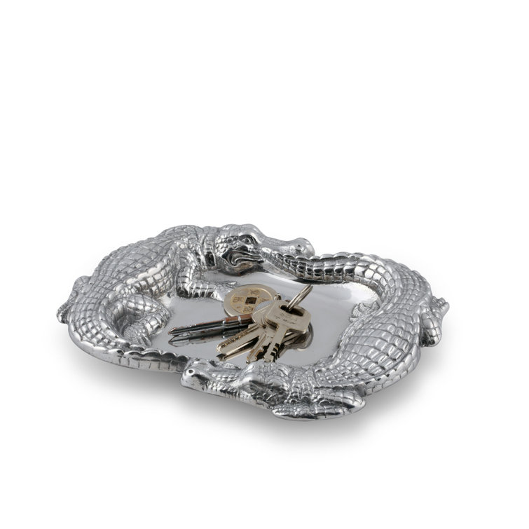 Oval Metallic Aluminum Alligator Catchall Tray