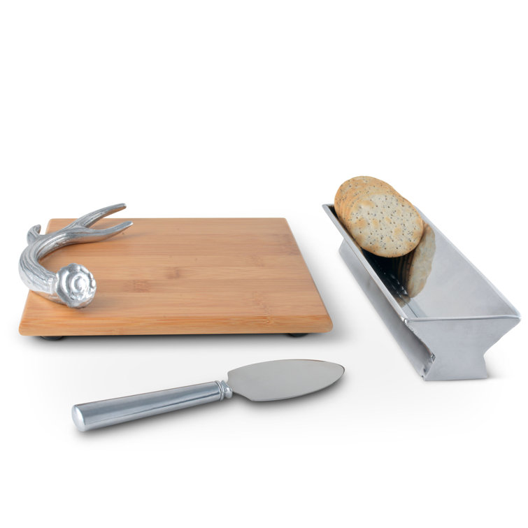 Arthur Court Bamboo and Aluminum Antler Cheese Serving Set