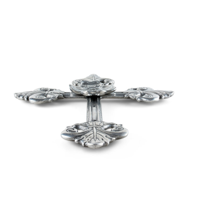 Handmade Silver Aluminum Fleur-de-lis Cross Wall Decor, 12''