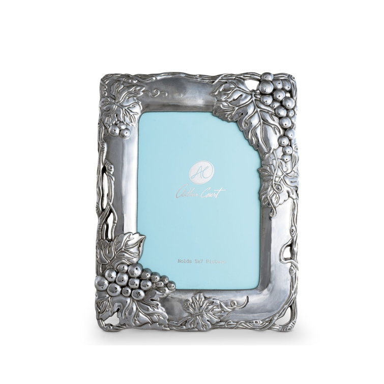 Classic Silver Aluminum Tabletop Picture Frame with Grape Design