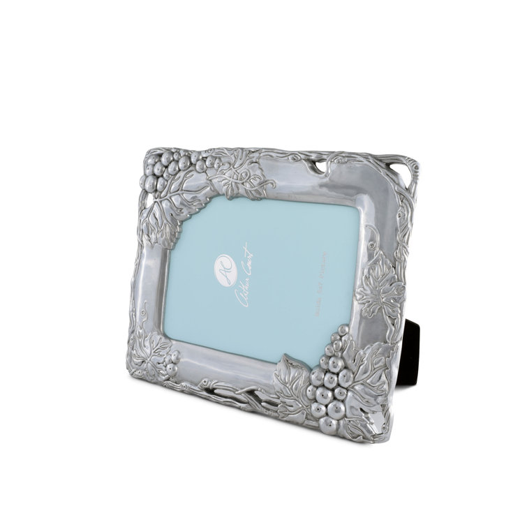 Classic Silver Aluminum Tabletop Picture Frame with Grape Design