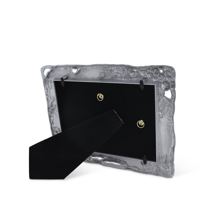 Classic Silver Aluminum Tabletop Picture Frame with Grape Design