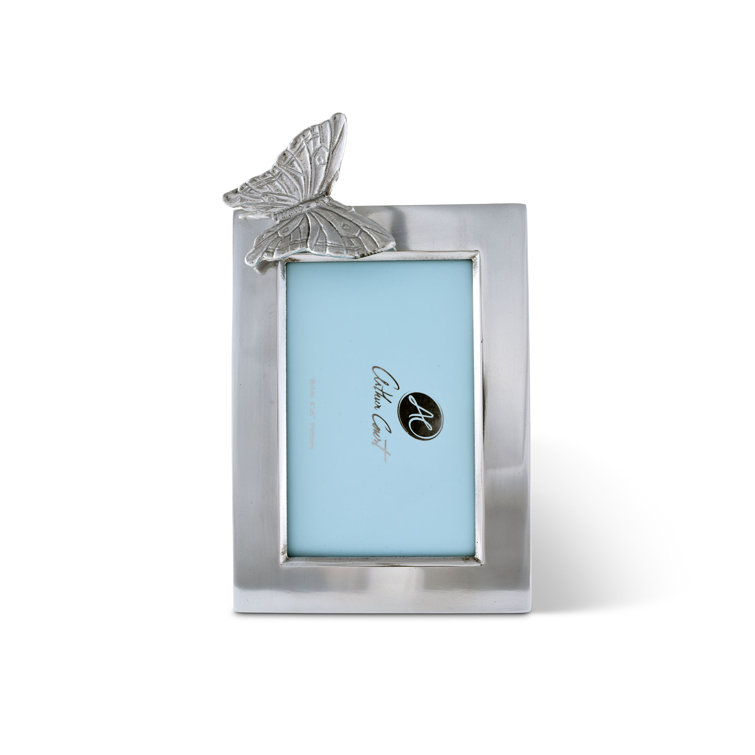 Classic 4x6 Silver Aluminum Butterfly Tabletop Photo Frame