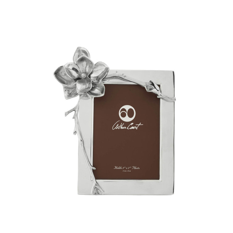 Silver Aluminum Magnolia Blossom 5x7 Picture Frame