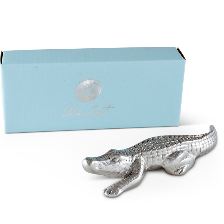 Arthur Court Aluminum Alligator Figurine, 6-inch, Silver