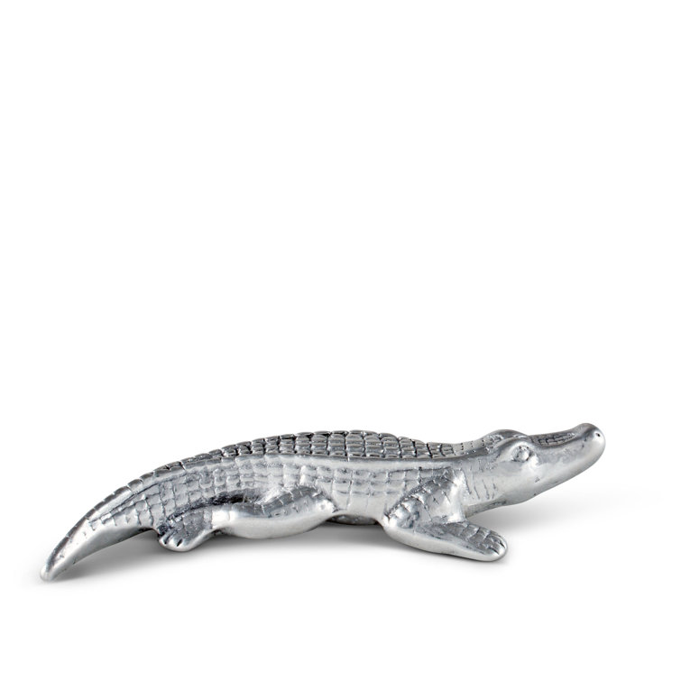 Arthur Court Aluminum Alligator Figurine, 6-inch, Silver
