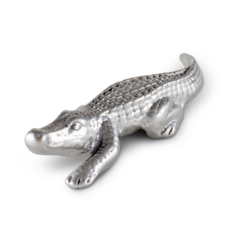Arthur Court Aluminum Alligator Figurine, 6-inch, Silver