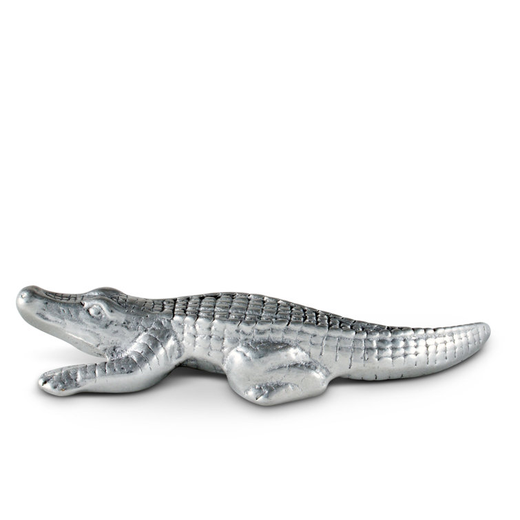 Arthur Court Aluminum Alligator Figurine, 6-inch, Silver