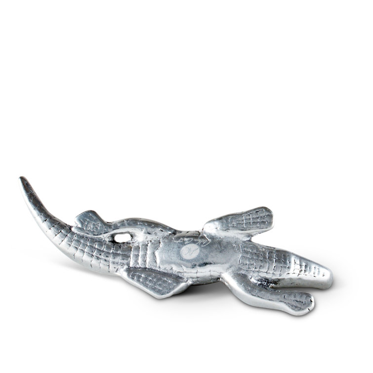 Arthur Court Aluminum Alligator Figurine, 6-inch, Silver