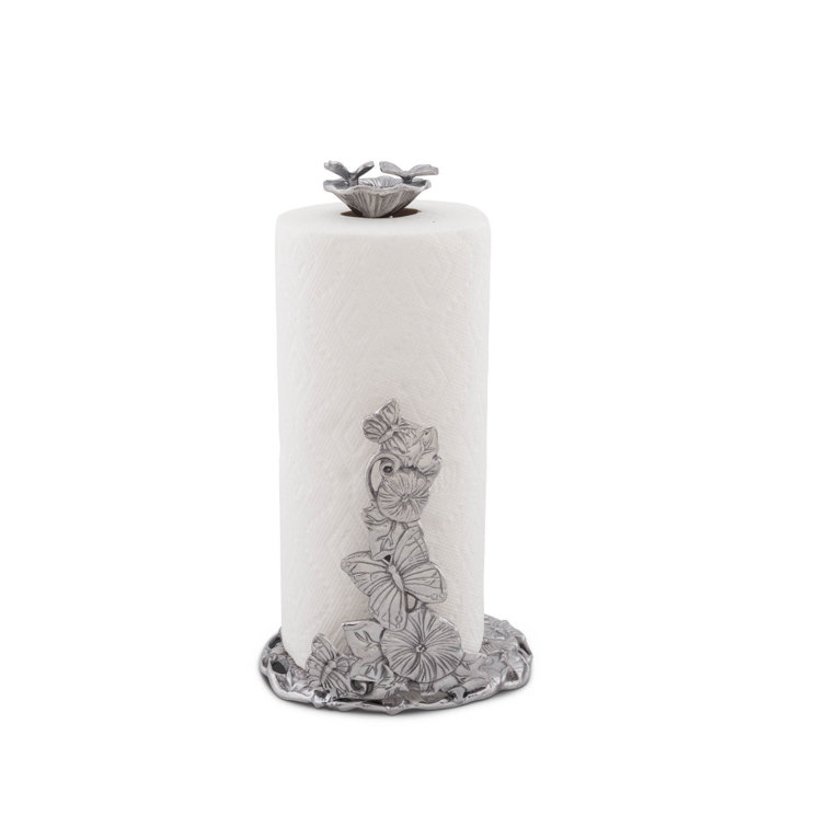 Butterfly Garden Silver Aluminum Freestanding Paper Towel Holder