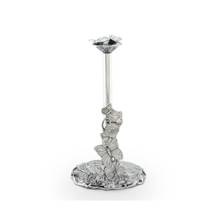 Butterfly Garden Silver Aluminum Freestanding Paper Towel Holder