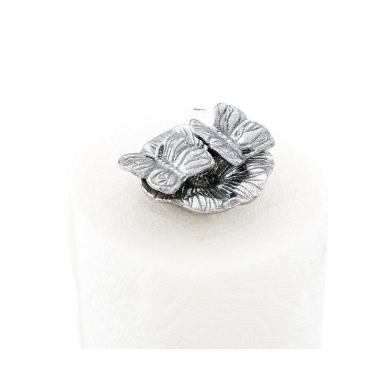Butterfly Garden Silver Aluminum Freestanding Paper Towel Holder