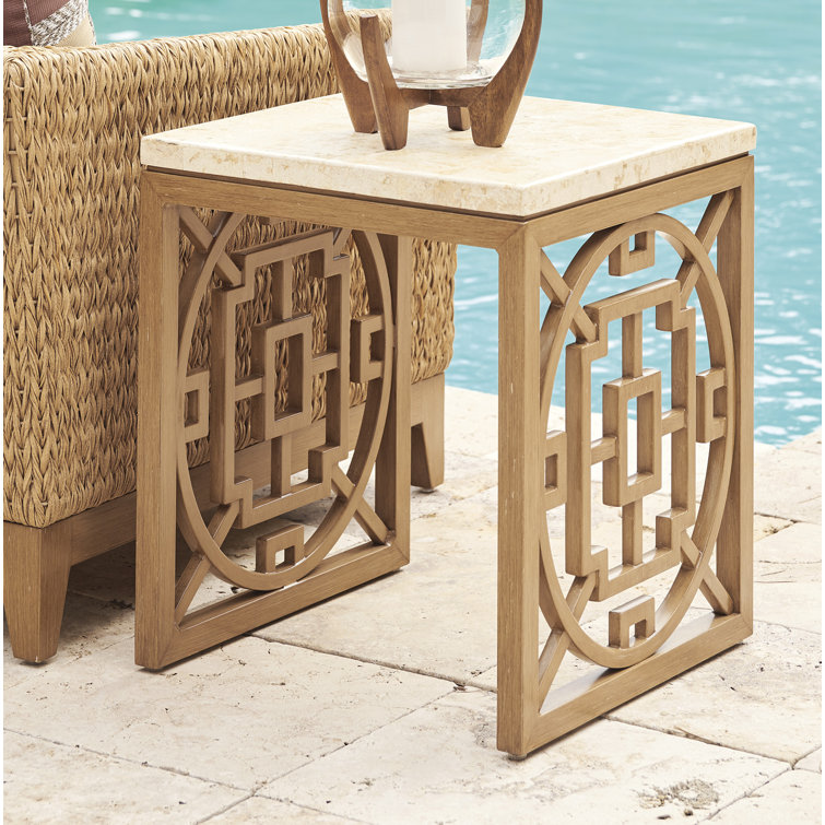 Beige Transitional Square Aluminum End Table