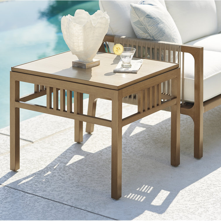 Transitional Teak Finish Rectangular End Table in Brown