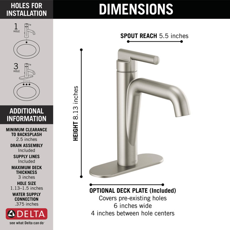 Delta Nicoli Sleek Stainless Steel Single Handle Bathroom Faucet