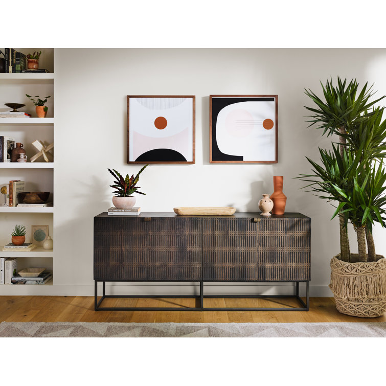 Modern Geometry Walnut Framed Canvas Print, 24" x 24"
