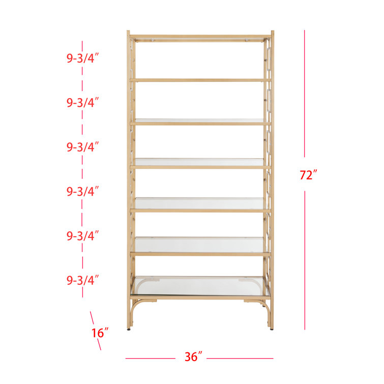 Brooklyn Gold Quatrefoil 7-Tier Glass Etagere Bookcase