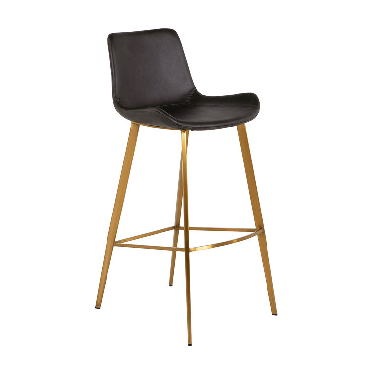 Hines 30" Transitional Black and Brown Leather Bar Stool
