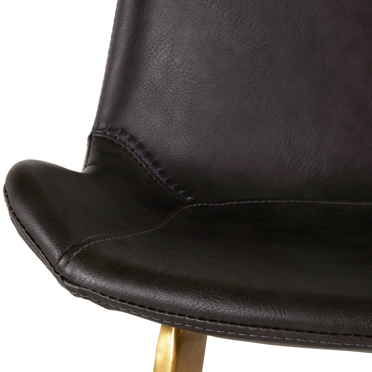 Hines Transitional Brushed Gold and Charcoal Brown Faux Leather Counter Stool