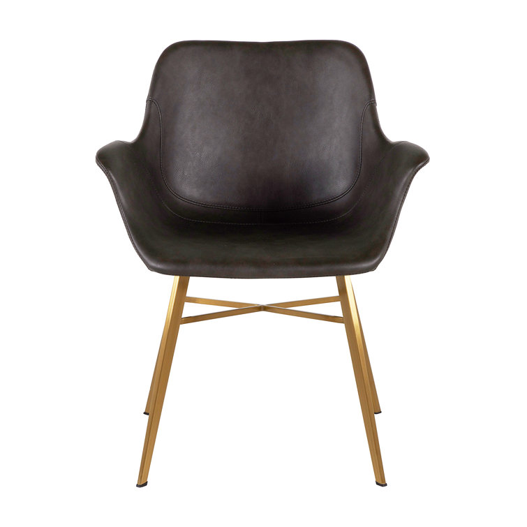 Channing Contemporary Brown Faux Leather Armchair with Metal Legs