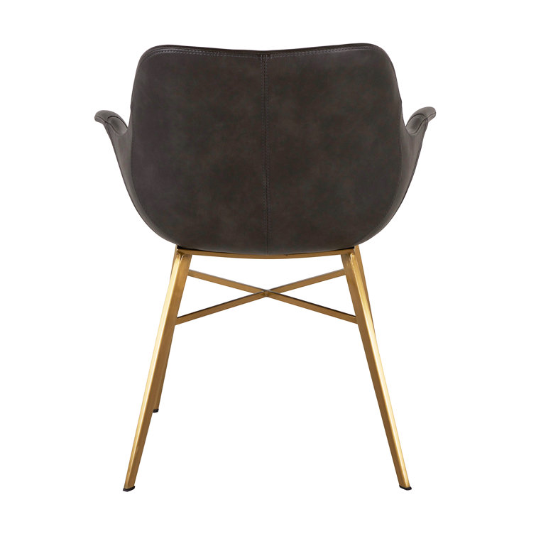 Channing Contemporary Brown Faux Leather Armchair with Metal Legs