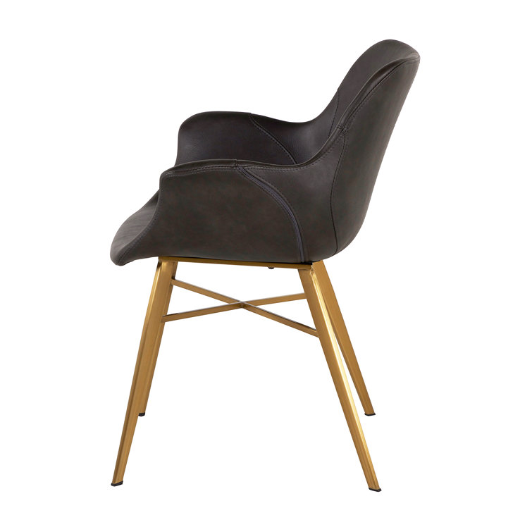 Channing Contemporary Brown Faux Leather Armchair with Metal Legs