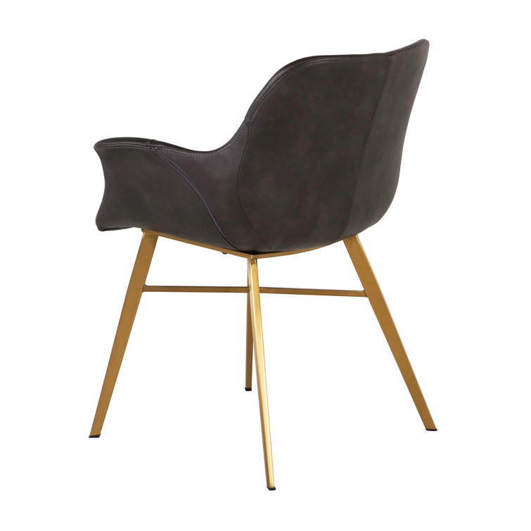 Channing Contemporary Brown Faux Leather Armchair with Metal Legs
