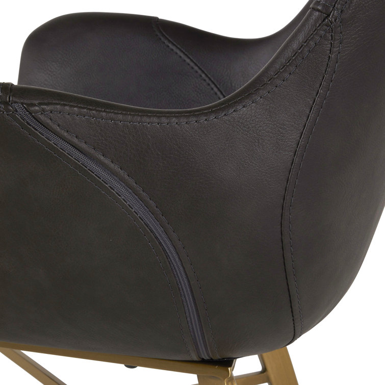 Channing Contemporary Brown Faux Leather Armchair with Metal Legs