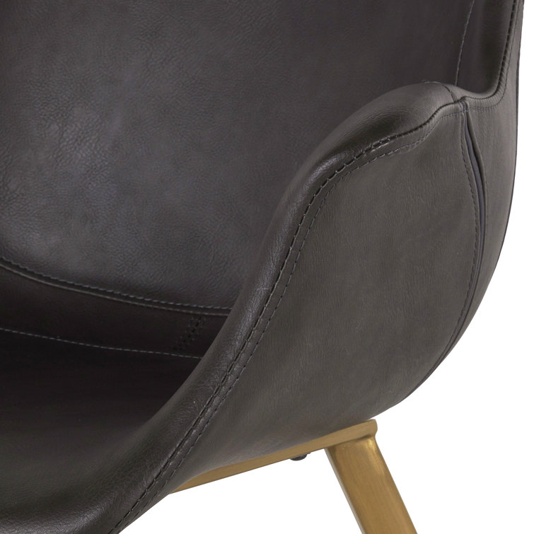 Channing Contemporary Brown Faux Leather Armchair with Metal Legs