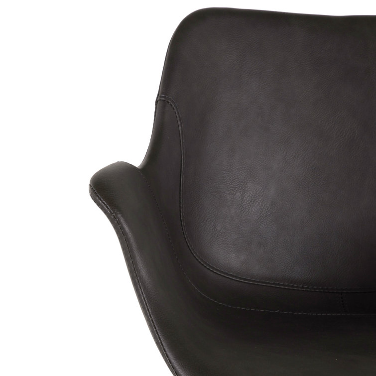 Channing Contemporary Brown Faux Leather Armchair with Metal Legs