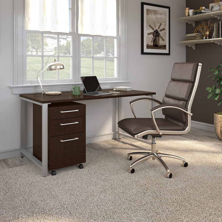 Dark Brown High Back Leather Executive Office Chair with Adjustable Arms