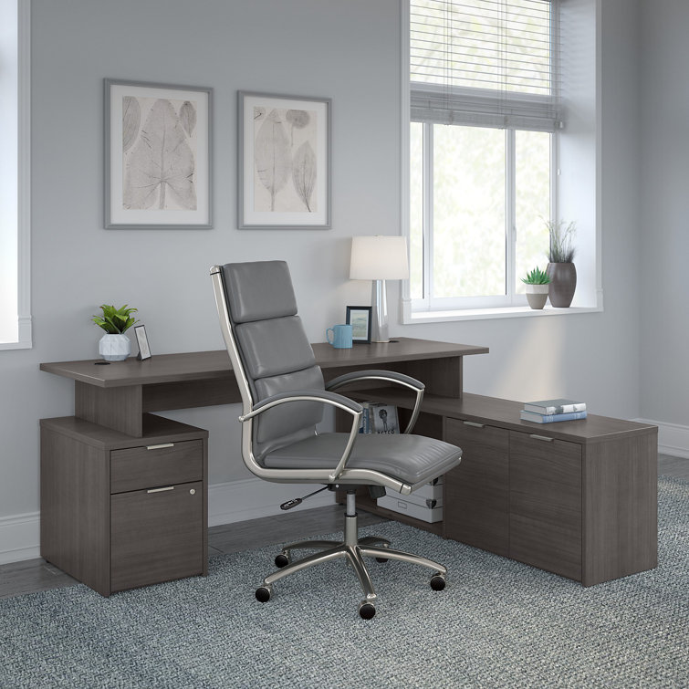 Dark Gray High Back Leather Executive Swivel Chair with Metal Frame
