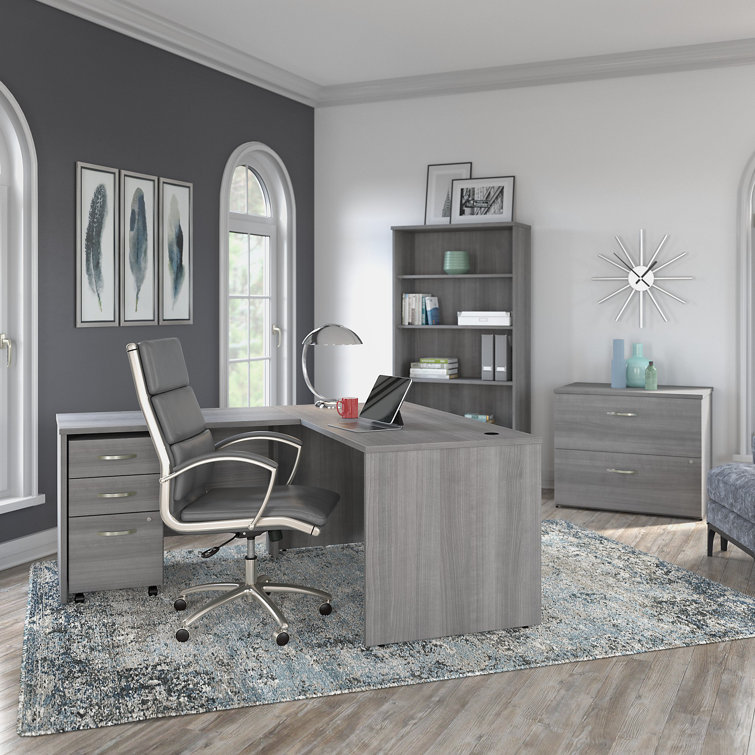 Platinum Gray 5-Shelf Adjustable Laminated Wood Bookcase