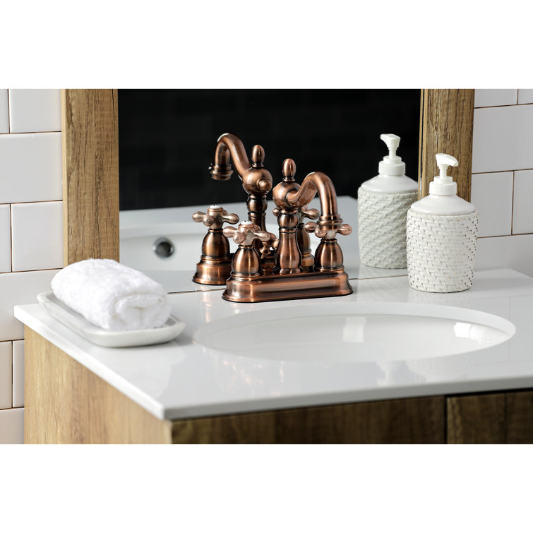 Heritage Dual Cross Handle Antique Copper Bathroom Faucet