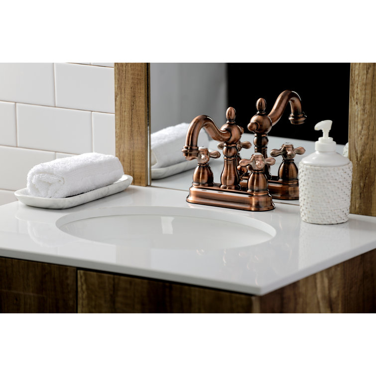 Heritage Dual Cross Handle Antique Copper Bathroom Faucet