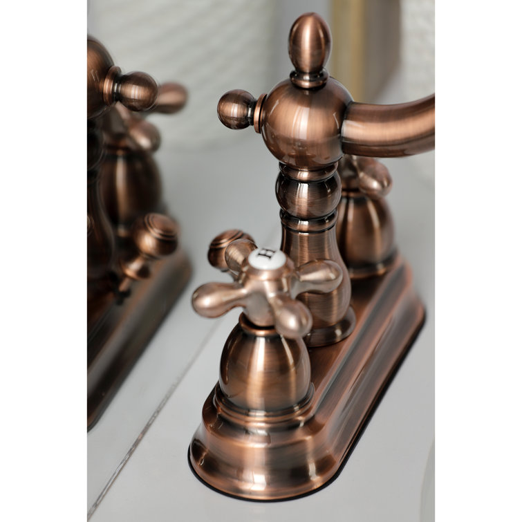 Heritage Dual Cross Handle Antique Copper Bathroom Faucet