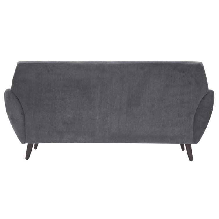 Slate Gray Tufted Microfiber Mid-Century Modern Loveseat with Pillows