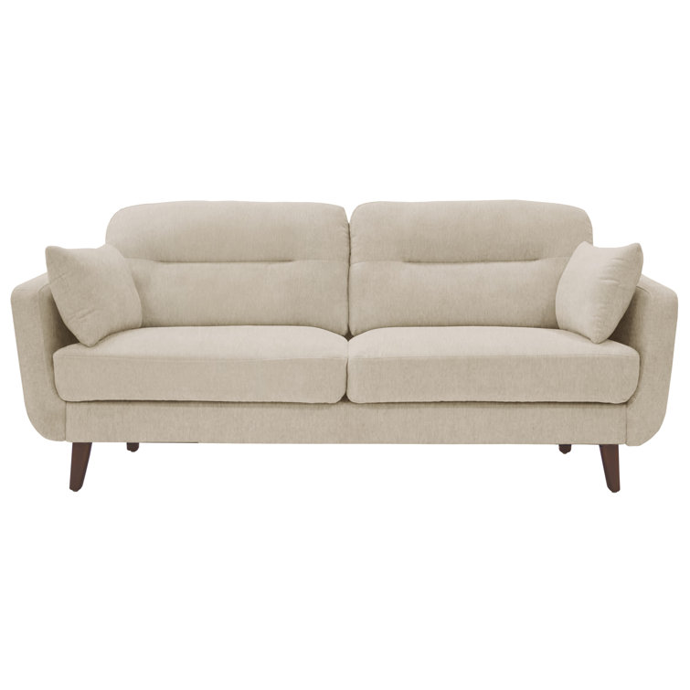 Chloe Beige Microfiber Mid-Century Modern Loveseat