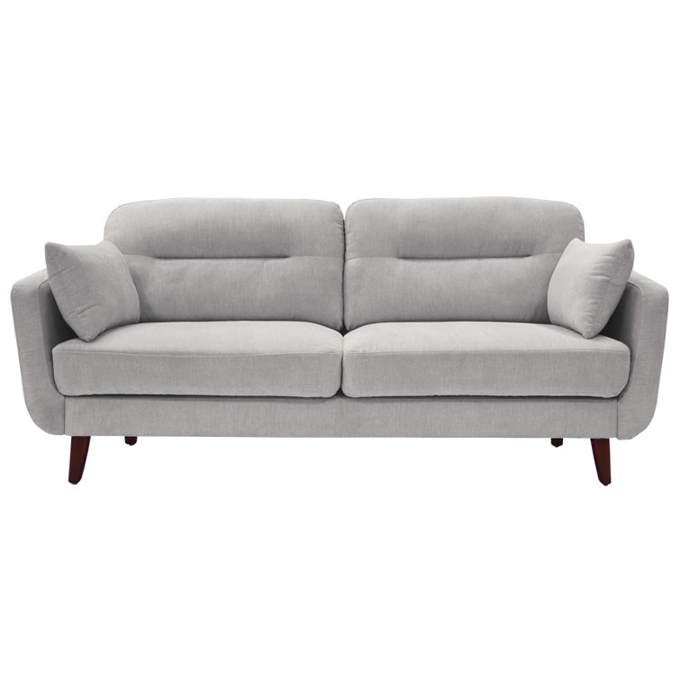 Light Gray Tufted Microfiber Track Arm Sofa with Wood Legs