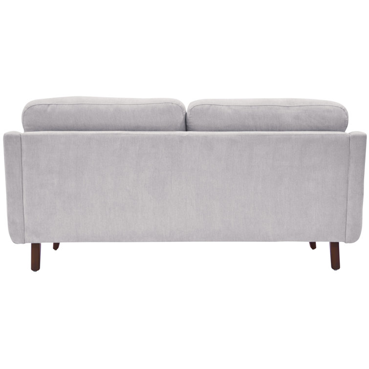 Light Gray Tufted Microfiber Track Arm Sofa with Wood Legs