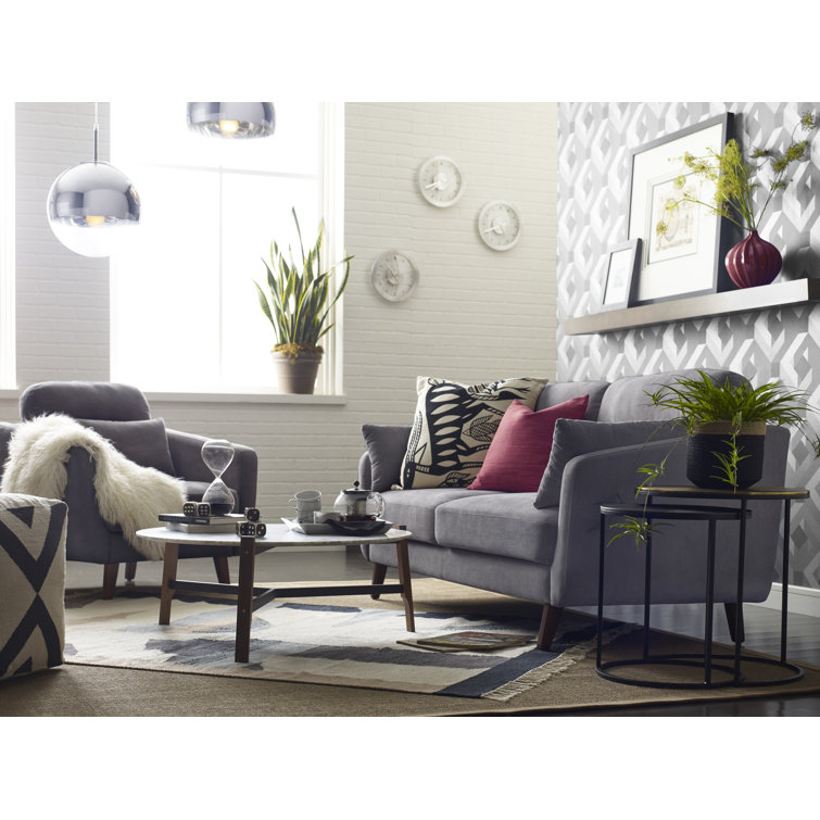 Chloe 74" Dark Gray Microfiber Tufted Sofa with Square Arms