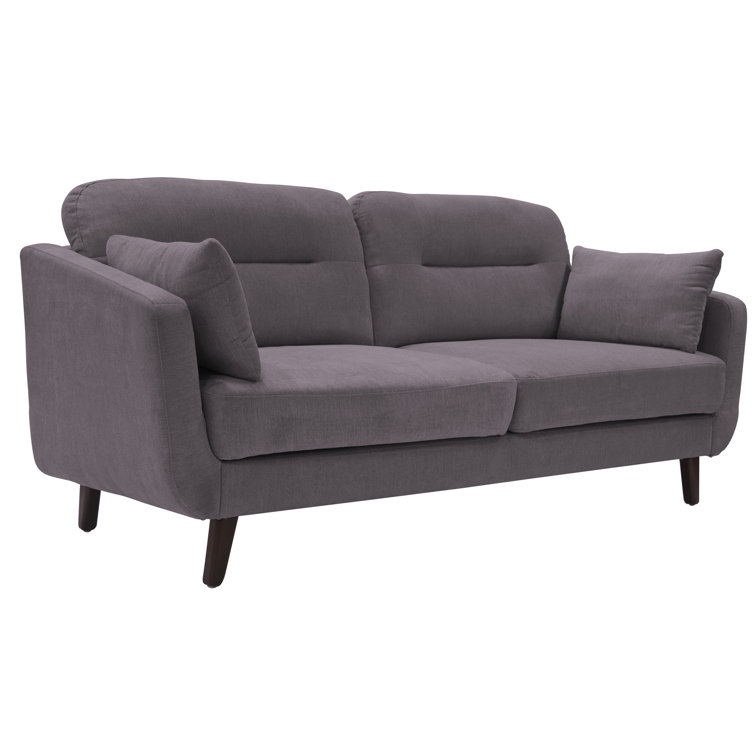 Chloe 74" Dark Gray Microfiber Tufted Sofa with Square Arms