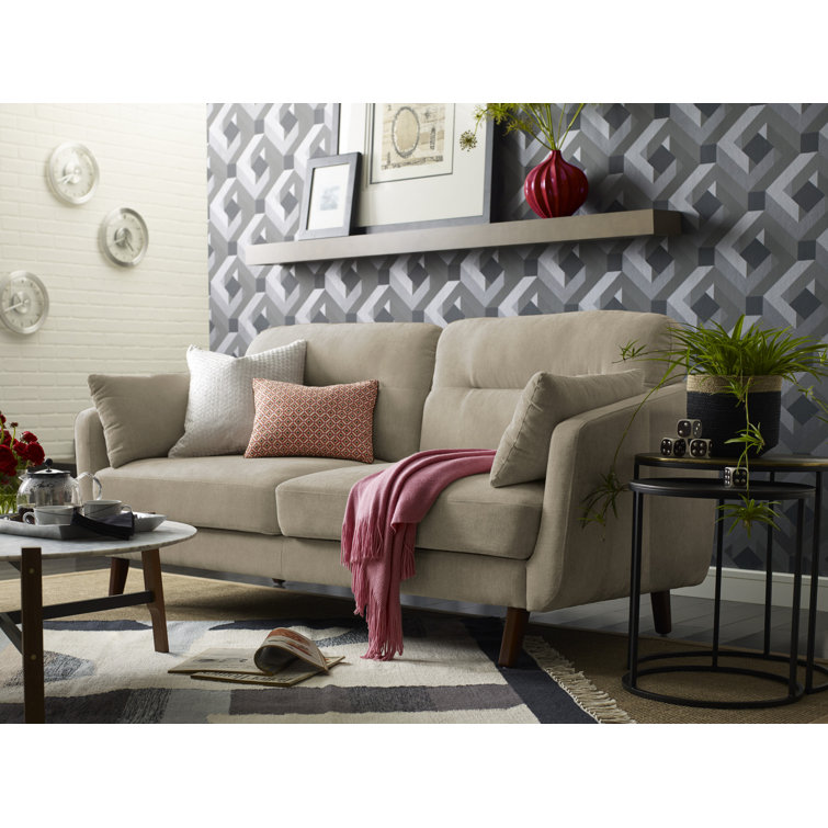 Chloe Beige Microfiber Mid-Century Modern Loveseat
