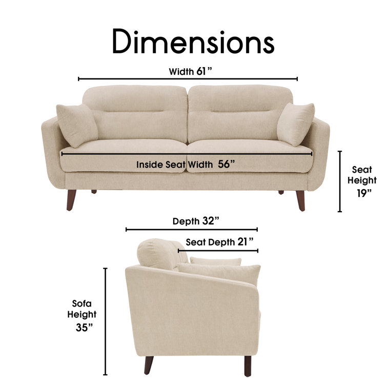Chloe Beige Microfiber Mid-Century Modern Loveseat