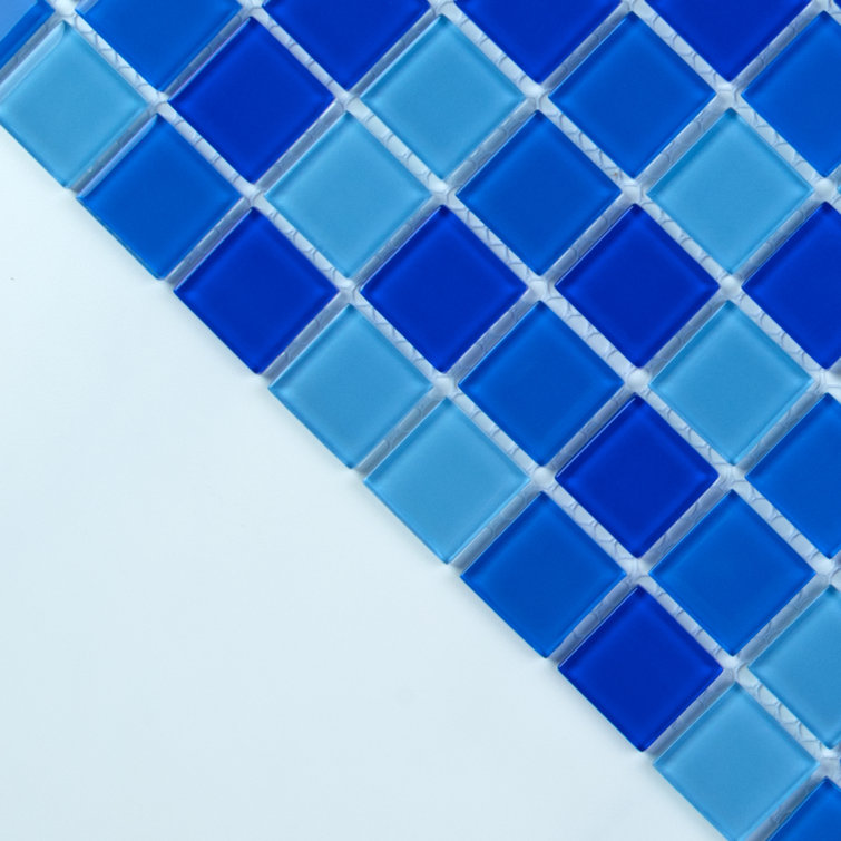12" x 12" Polished Blue Glass Mosaic Wall Tile