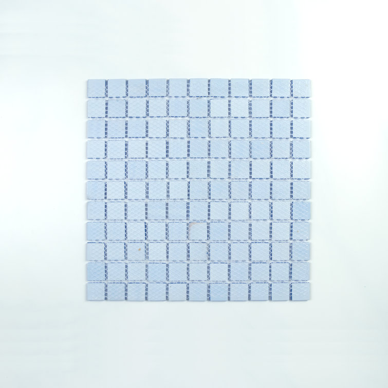 12" x 12" Polished Blue Glass Mosaic Wall Tile
