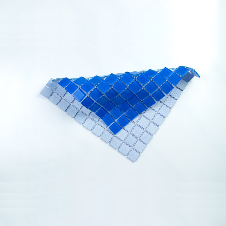 12" x 12" Polished Blue Glass Mosaic Tile